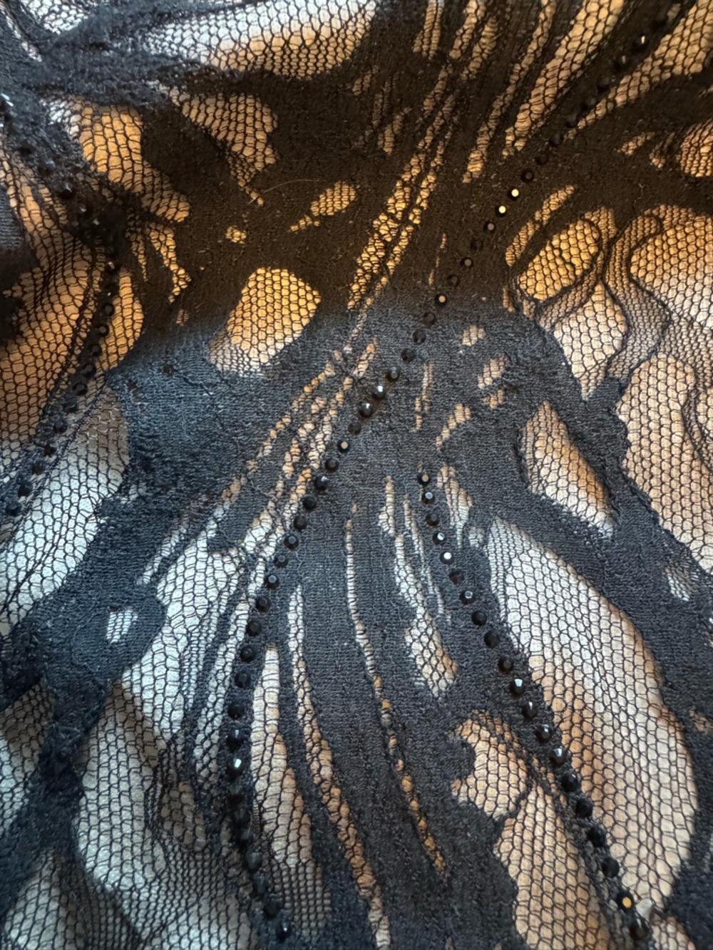 Fashion Nova Black Lace Overlay on Nude Maxi Dress - Picture 4 of 5